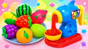 Мультики для малышей. Пропускаем через мясорубку яркий слайм из фруктов. Яркие мультики для детей.