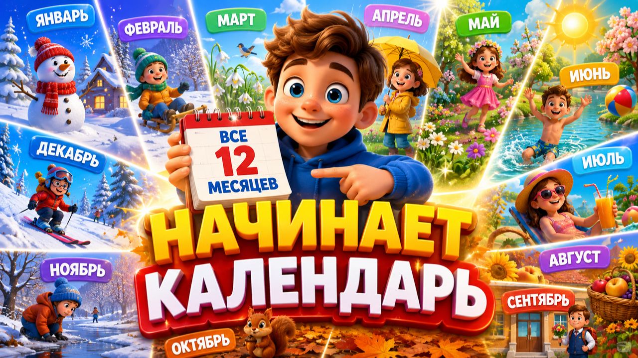 НАЧИНАЕТ КАЛЕНДАРЬ ВСЕ 12 МЕСЯЦЕВ В 3D АНИМАЦИИ смотреть онлайн