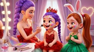 👑💖 Руми и Мира получают свой первый макияж принцессы от мамы!