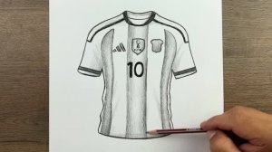 Как нарисовать футболку Месси с чемпионата мира шаг за шагом для начинающих