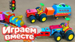 МУЛЬТИКИ ПРО СУПЕРГЕРОЕВ И ИГРУШКИ ДЛЯ ДЕТЕЙ! СТРОИМ ДОРОГУ НА ФЕРМЕ С ХАЛКОМ №30