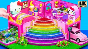 Сделайте красочный двухэтажный дом Hello Kitty с уникальной радужной лестницей ❤️ Миниатюрный д