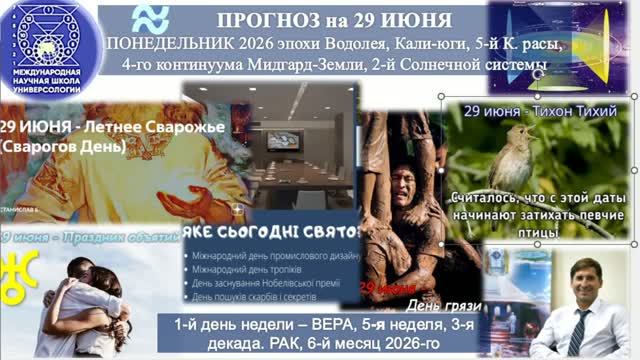 ПРОГНОЗ на 29 ИЮНЯ, ПОНЕДЕЛЬНИК, день ВЕРЫ, 2026, эпохи Водолея, 5-й К.расы 2-й Солнечной системы