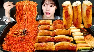 Мукбанг - острая лапша и стейк и спам