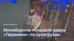 Минобороны показало удары «Геранями» по сухогрузам