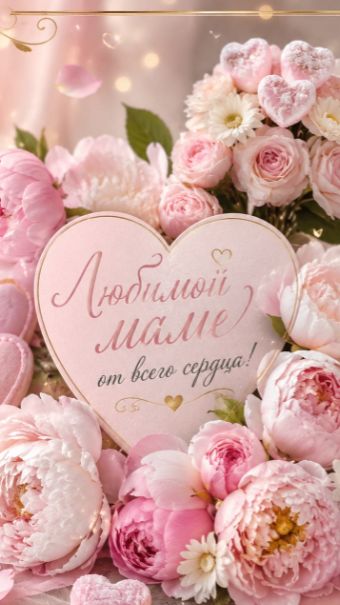 С днём рождения, мамочка — короткая открытка с нежными словами 🌹