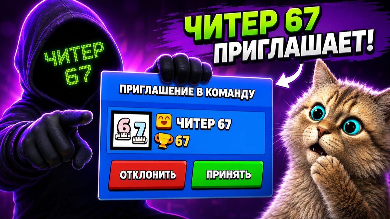 ЧИТЕР 67 пригласил меня в команду в Brawl Stars 😲 Весёлый Кот смотреть онлайн
