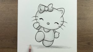 Как легко нарисовать танцующую Hello Kitty карандашом — пошаговый урок для начинающих