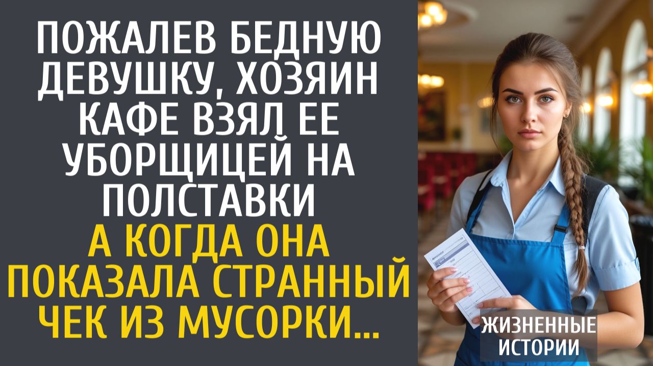 Истории из жизни Пожалев бедную девушку, хозяин кафе взял ее уборщицей на полставки... смотреть онлайн