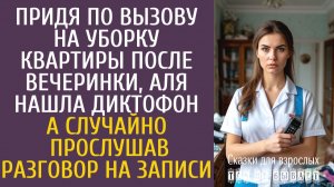 Истории из жизни Придя по вызову на уборку квартиры после вечеринки, Аля нашла диктофон…
