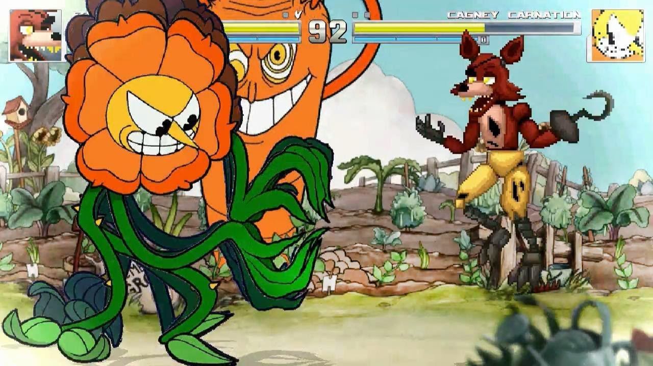 FNAF Foxy против Cuphead Cagney Carnation в M.U.G.E.N. смотреть онлайн