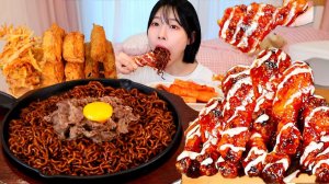 Мукбанг - морепродукты и креветки и гребешок