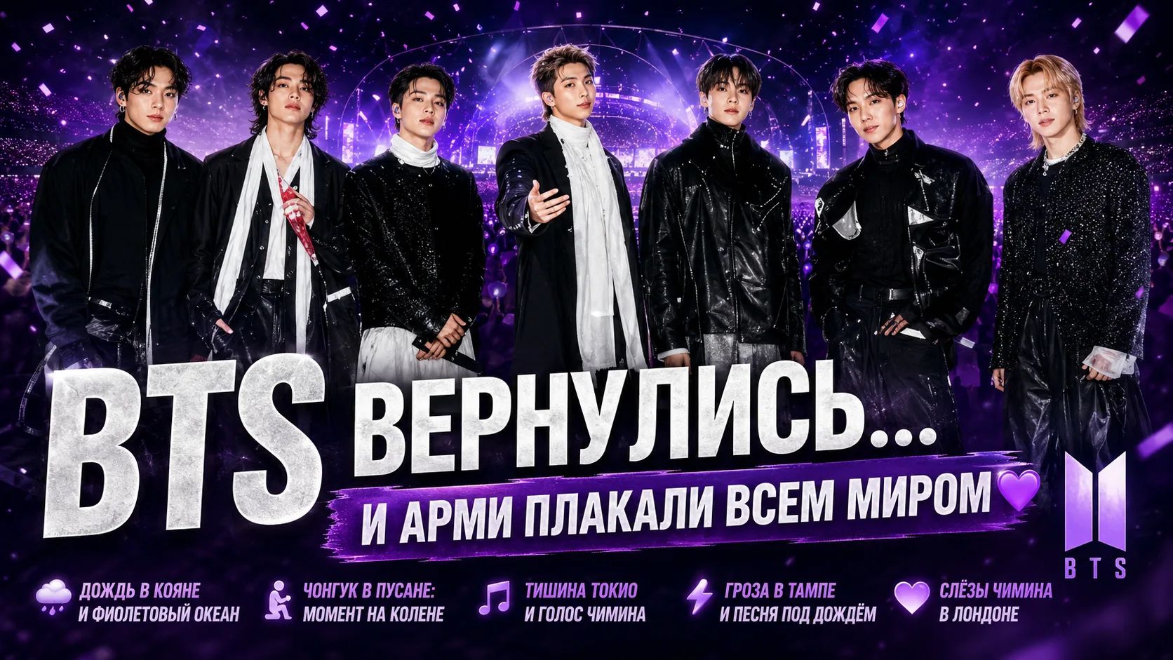 💜 Самые сильные моменты тура BTS "Arirang": слёзы, дождь и фиолетовый океан...
