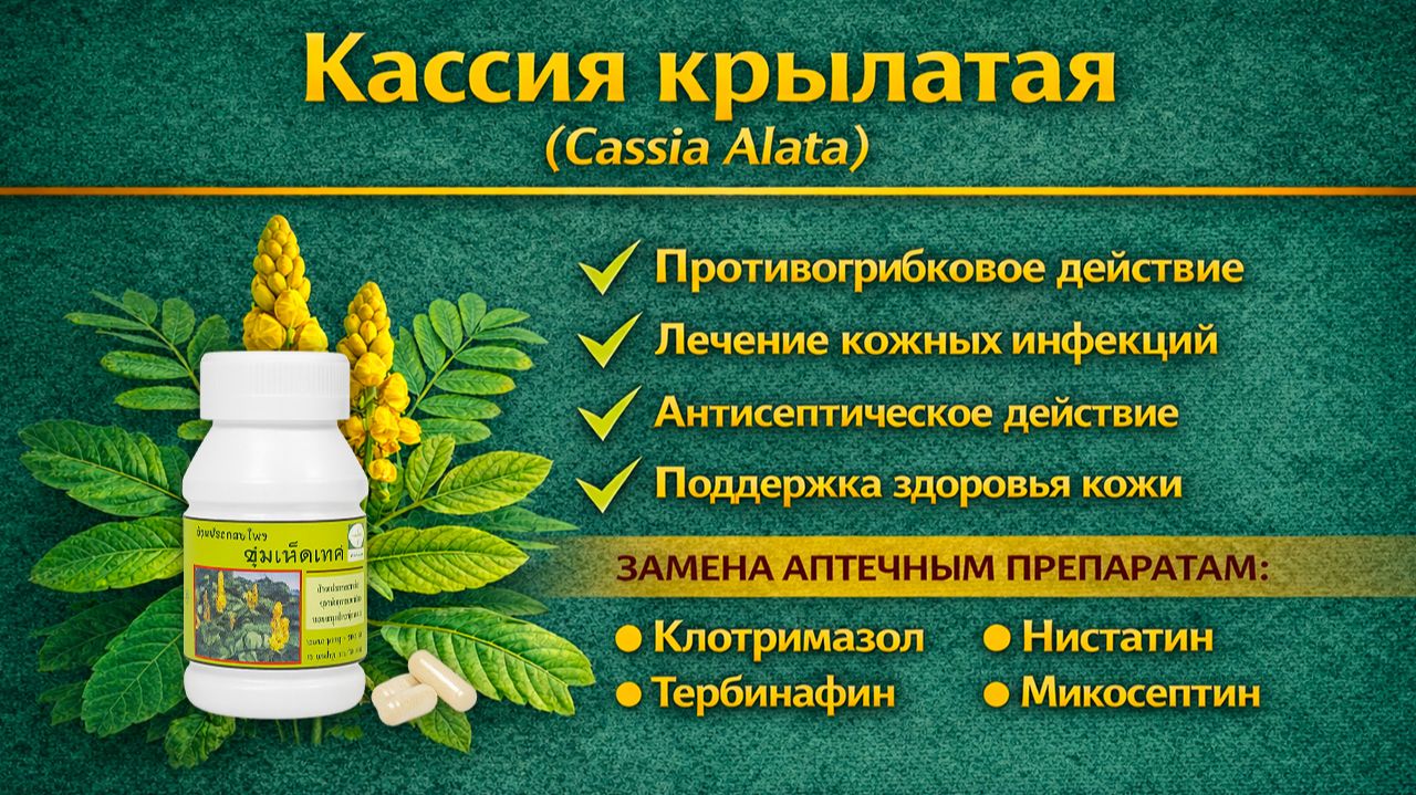 Кассия крылатая (Cassia Alata) капсулы