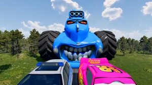 Машинки убегают от Страшных МОНСТР ТРАКОВ 🚜🙀 .