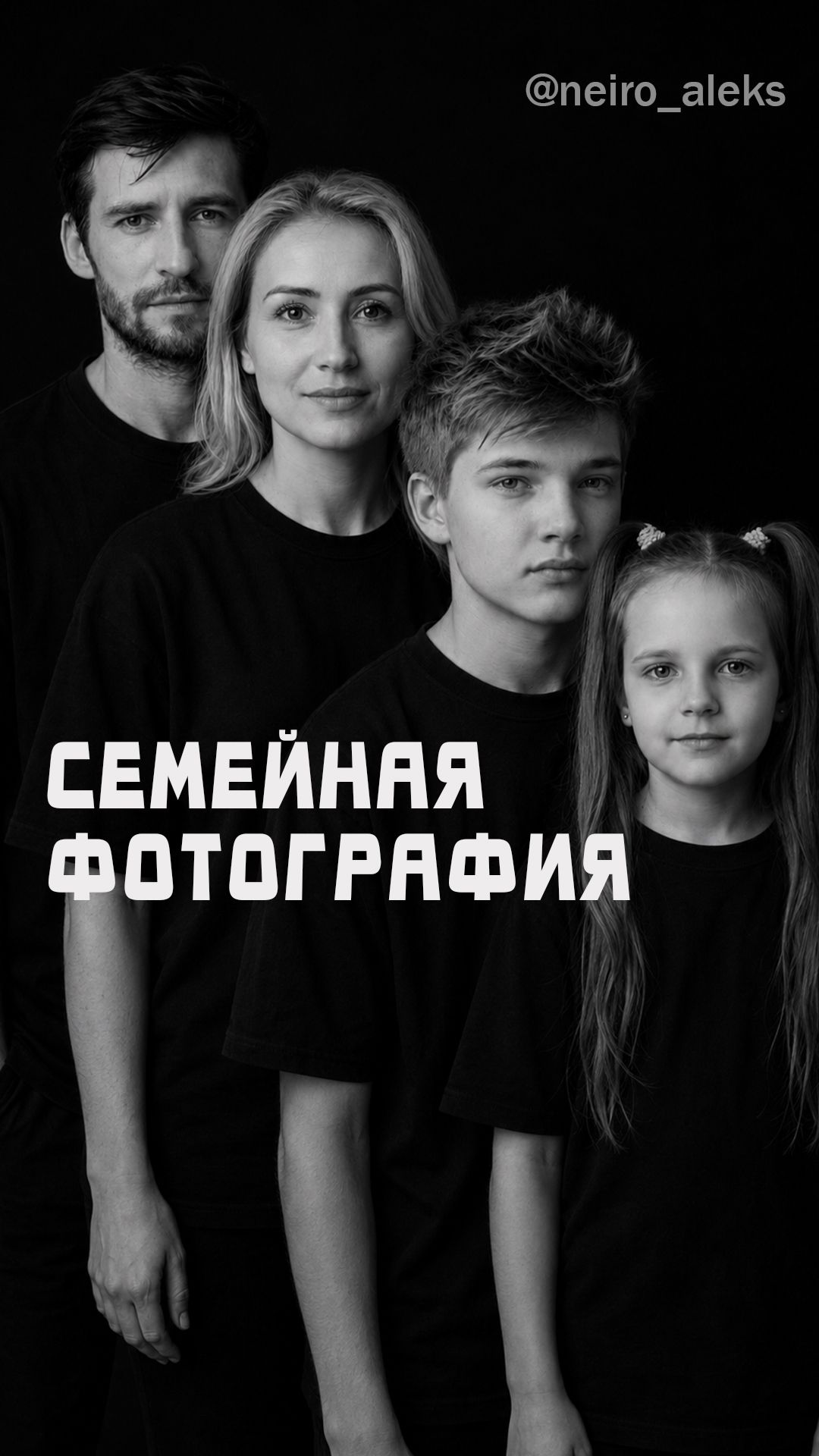 Семейная черно-белая фотография. Трендовое Family Photo. Нейровидео от  @neiro_aleks   #фотосессия