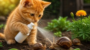 Кот спасает цветы от улиток!🐱🌸