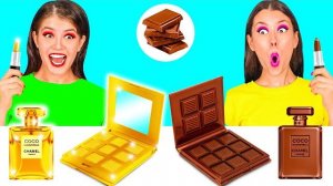 Челлендж. Шоколадная Еда vs Настоящая еда | Потрясающие Кухонные Хитрости