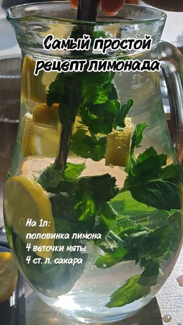 Домашний лимонад за 5 минут! 1 л воды, ½ лимона, 🌿4 веточки мяты,🥄4 ст. л. сахара, залить кипятком