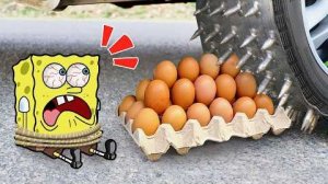 🚗 Машинка против Губки Боба и пирамиды из яиц 😱🥚