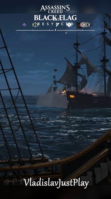 СМОТРИМ МОРСКОЙ БОЙ со СТОРОНЫ в AC BLACK FLAG RESYNCED! 💥👀 #shorts #gaming #игры #assassinscreed
