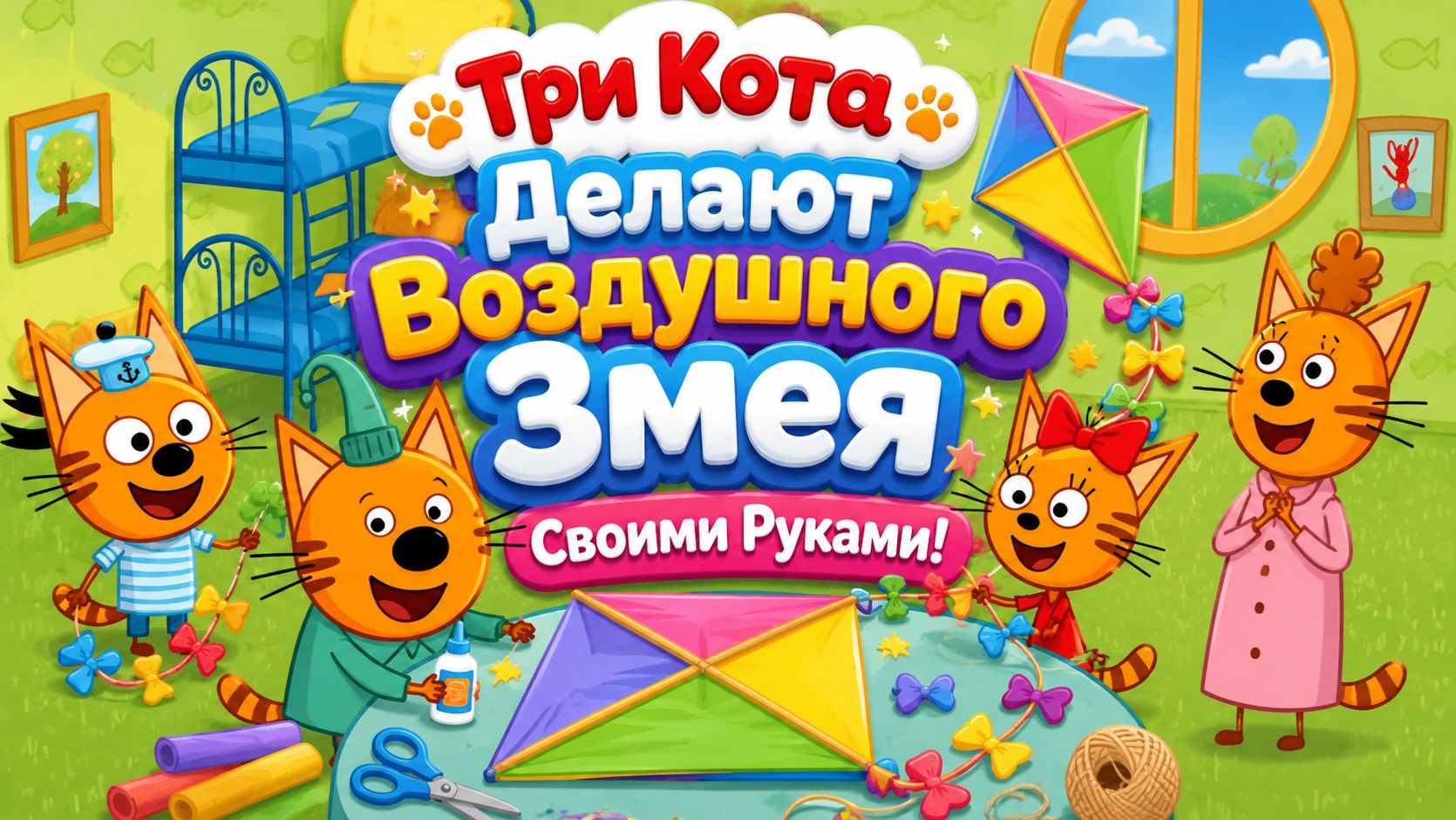 🪁🐱 Три Кота Делают Воздушного Змея Своими Руками! 🌈 Весёлое Творчество 🛠️ Развивающий Мультфильм
