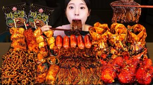 Мукбанг - лапша с чёрным соусом - с хрустом