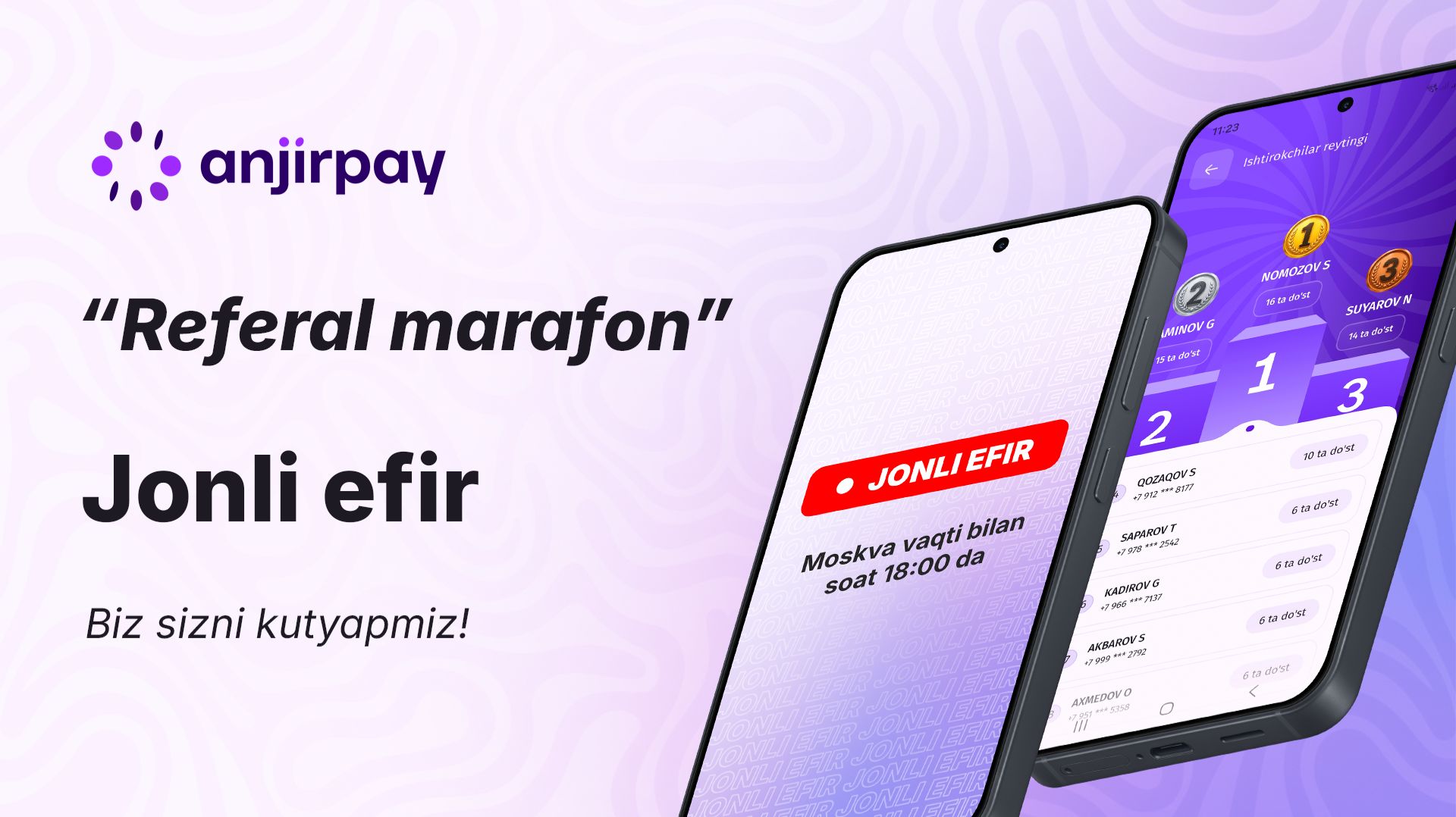 REFERRAL MARAFON G'OLIBLARI | JONLI EFIR смотреть онлайн