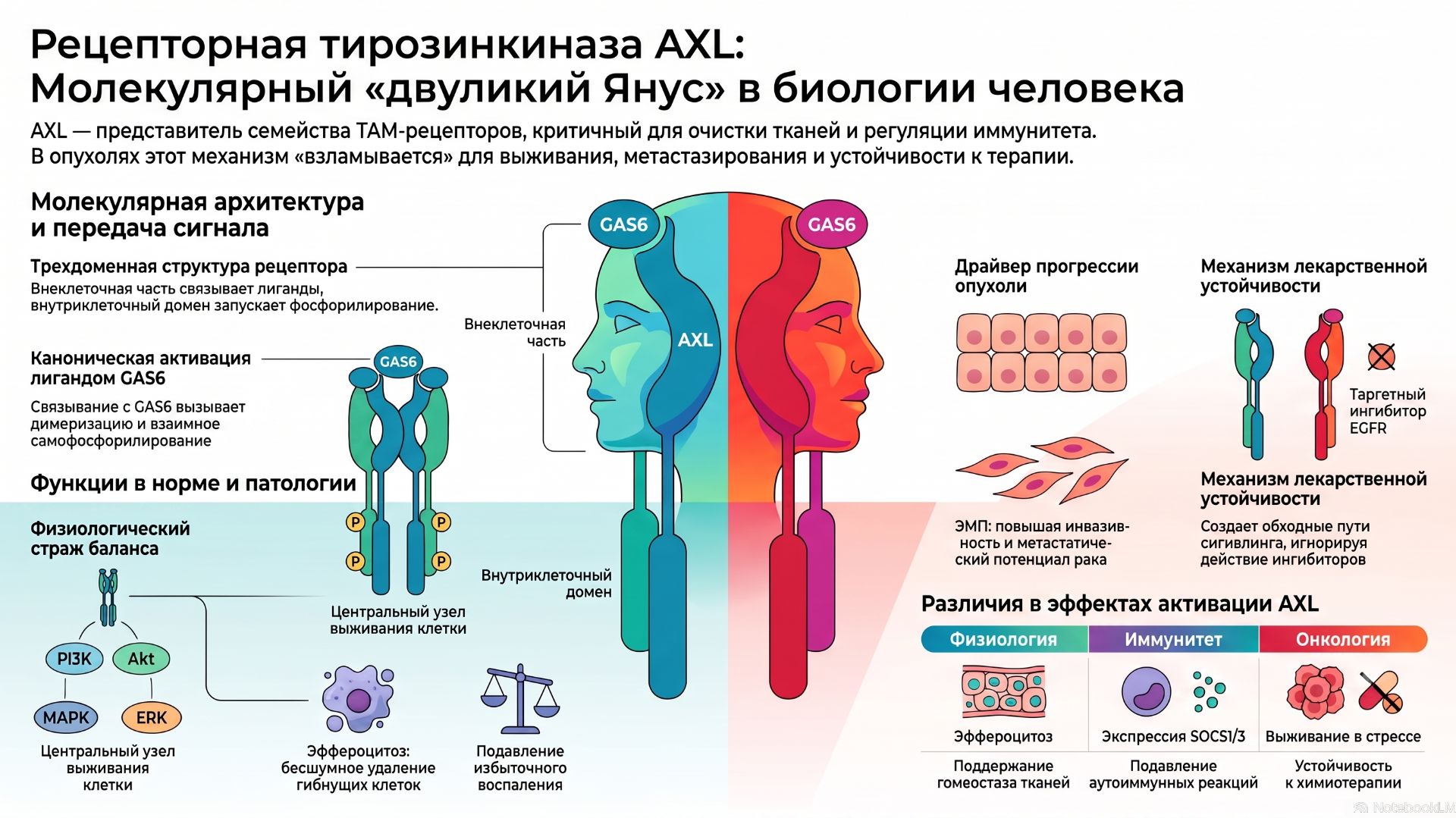 Рецепторная тирозинкиназа AXL как миротворец и предатель