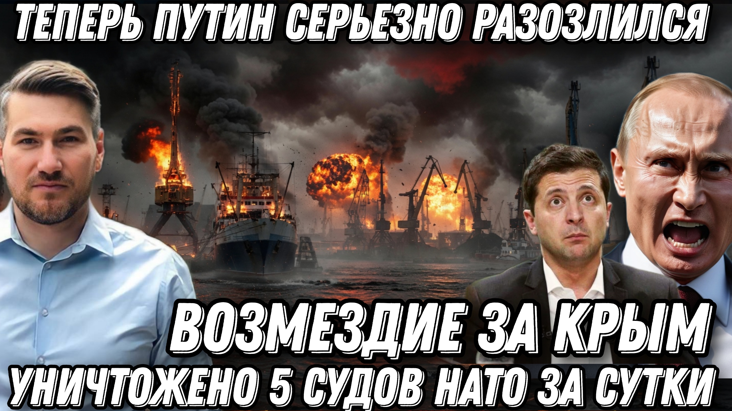 Путин серьезно разозлился. Жесткие удары возмездия за Крым. Уничтожено 5 судов НАТО за сутки.