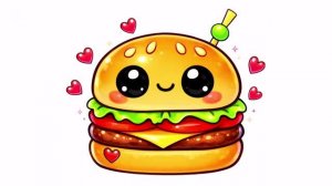 Как нарисовать милый бургер 🍔💖 Пошаговое простое рисование