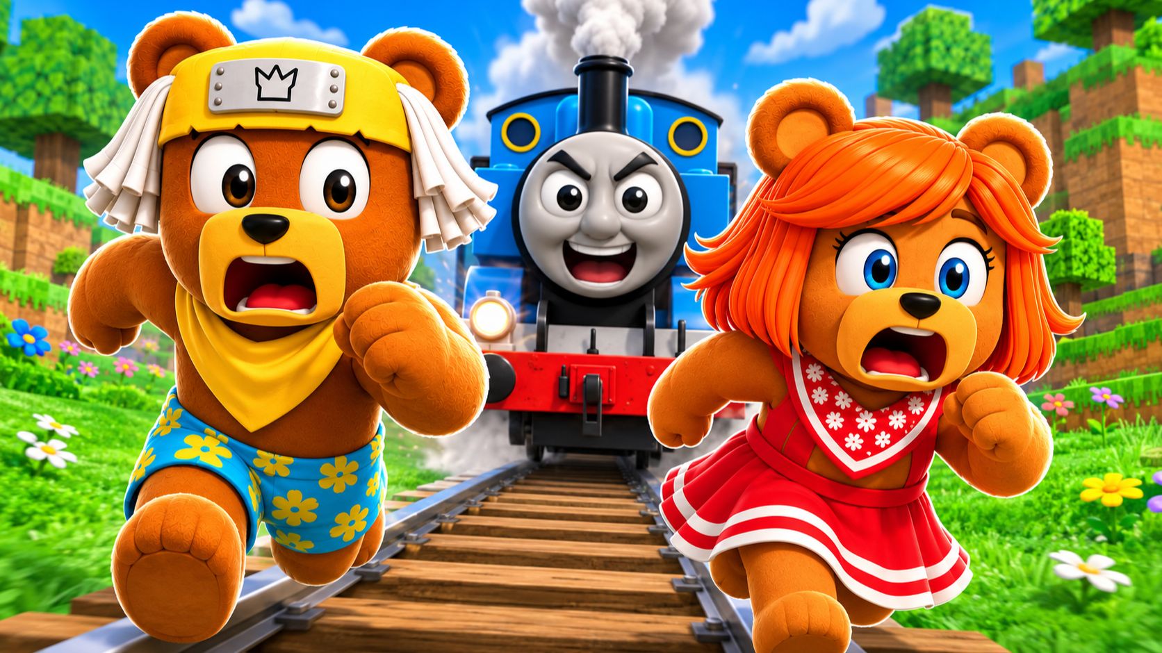 😳ПАРОВОЗИК ТОМАС ГОНИТСЯ ЗА НАМИ в СУПЕР МИШКА SUPER BEAR ADVENTURE смотреть онлайн