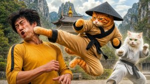 Когда кот становится легендой кунг-фу 🐈💪 боевые искусства. кошки. Комедия. Смешное видео. Боевик