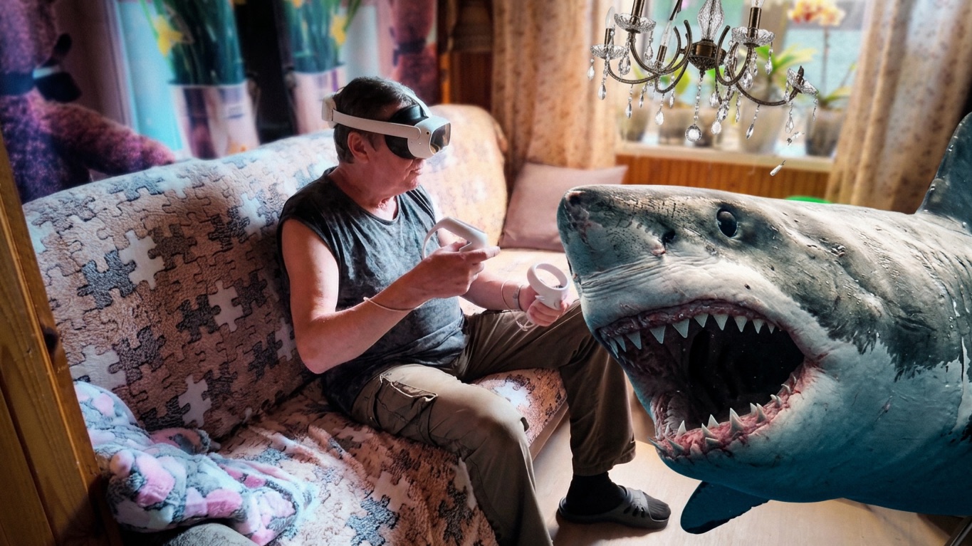 VR рыбалка на акул, теперь сломалась люстра, папа ищет свет в строймагазине 🦈💡 смотреть онлайн