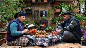 Традиционный деревенский завтрак из свежих фермерских продуктов. Жизнь в Азербайджане