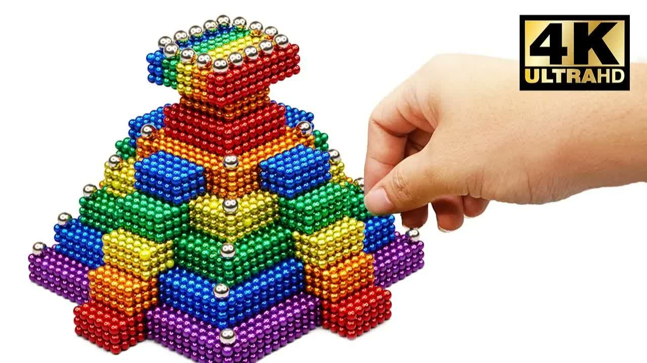 DIY How To Make Rainbow Mayan Temple With 10000 Magnetic Balls (ASMR) | Magnet World 4K смотреть онлайн