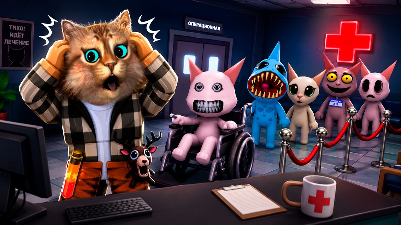 🏥😱 ПОЛНАЯ БОЛЬНИЦА АНОМАЛИЙ в ROBLOX ANIMAL HOSPITAL 🐶👾 Весёлый Кот 🐱 смотреть онлайн