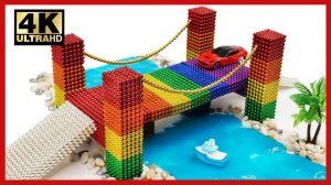 DIY - How To Make Rainbow Bridge With Magnetic Ball, Slime, Car toys | Pixel Art by Magnet World 4K