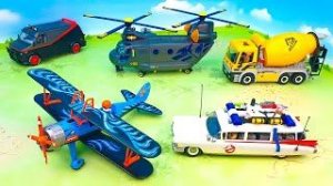 Пожарная машина Полицейская Бетономешалка Грузовик Вертолет - распаковка для детей