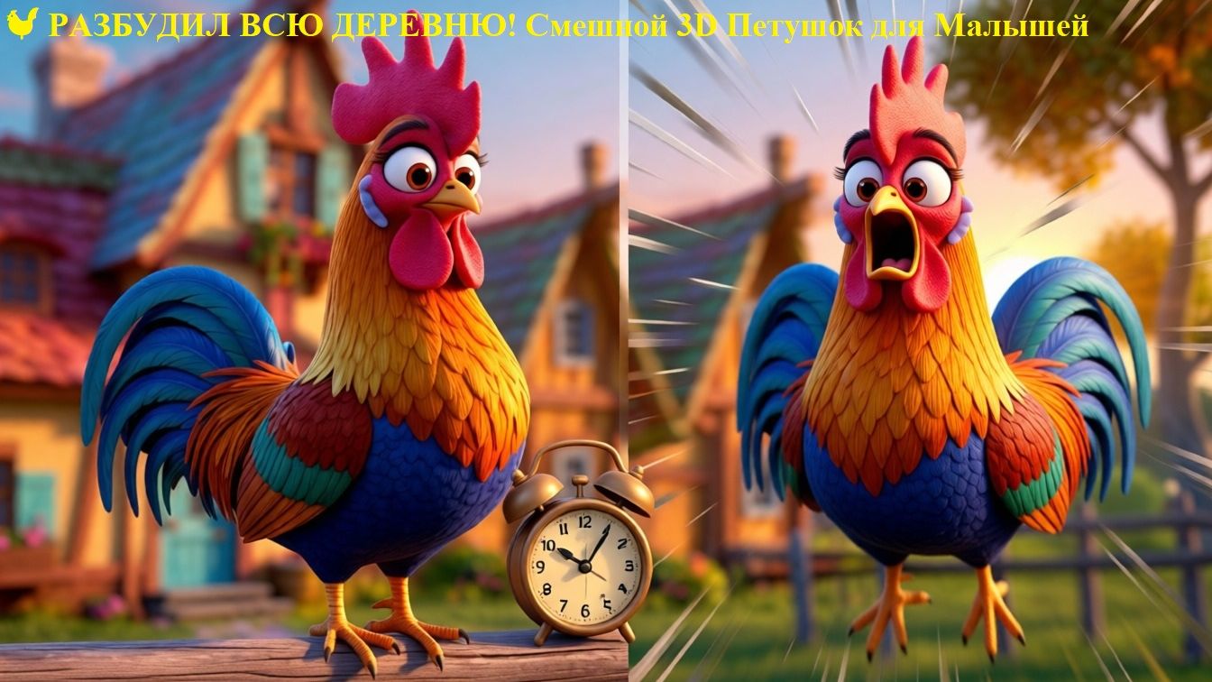 🐓 РАЗБУДИЛ ВСЮ ДЕРЕВНЮ! Смешной 3D Петушок для Малышей смотреть онлайн