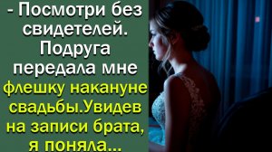 - Посмотри без свидетелей. Подруга передала мне флешку накануне свадьбы. Увидев на записи брата..