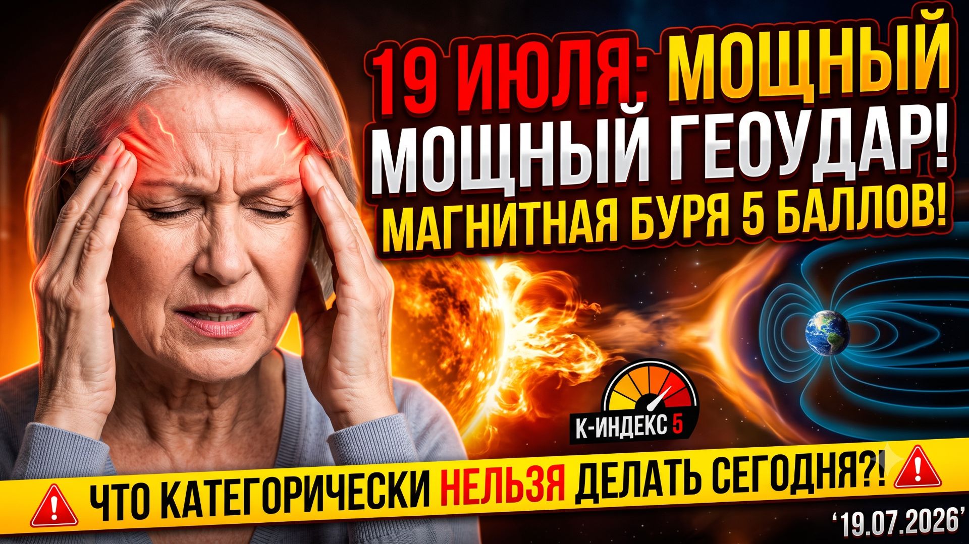 19 июля: Мощный геоудар в 5 баллов. Магнитная буря сегодня. Что категорически нельзя делать. смотреть онлайн