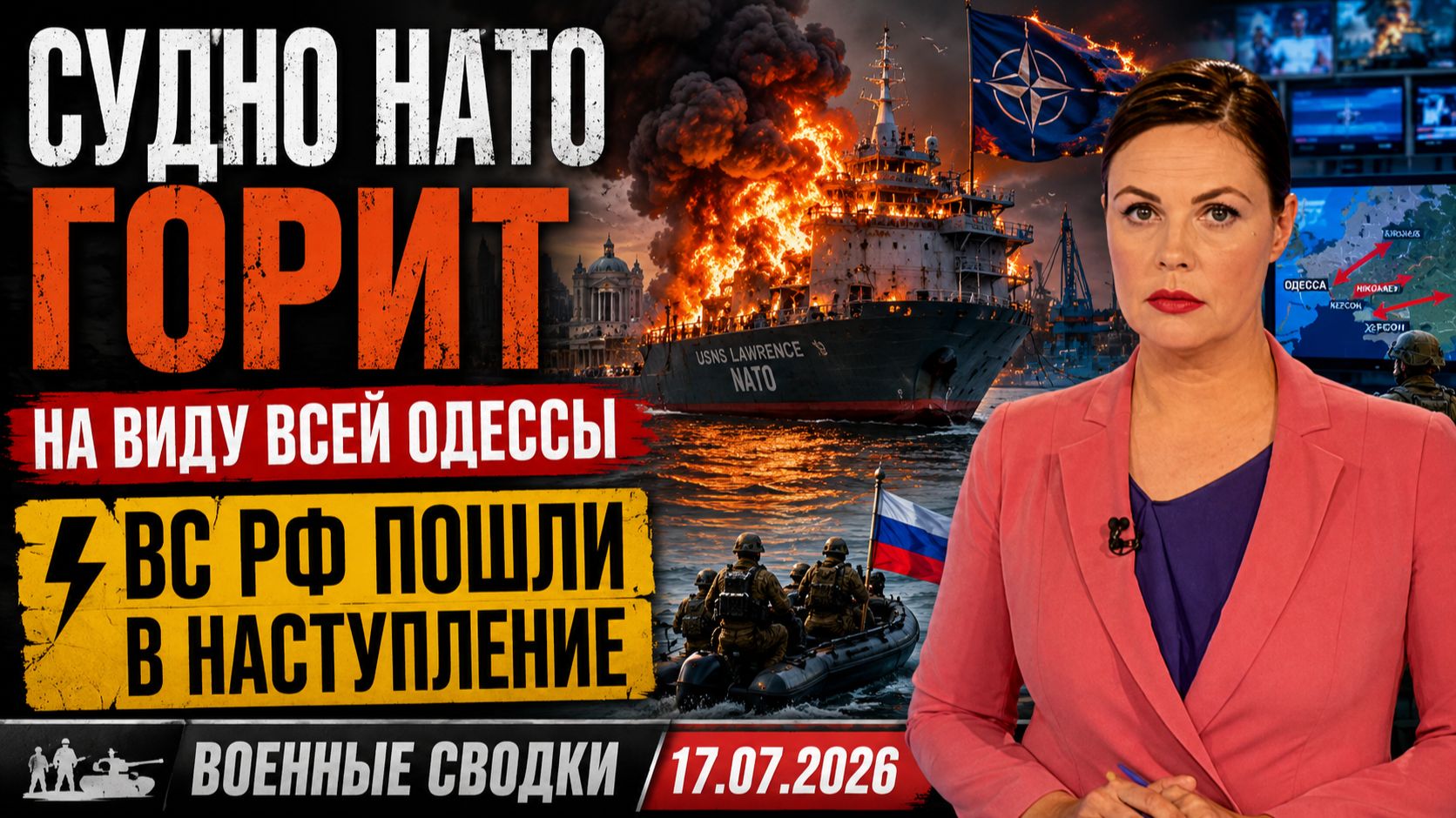 💥Судно НАТО горит на виду всей Одессы⚡ВС РФ пошли в наступление🪧 Военные Сводки