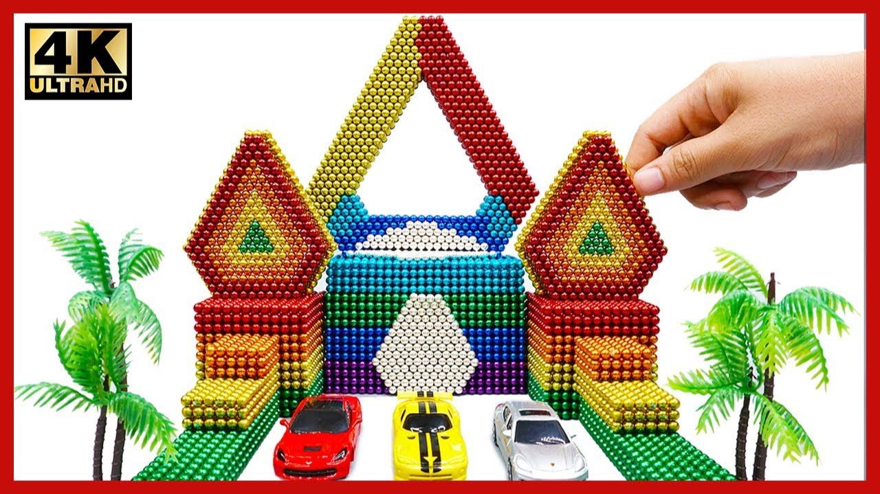 DIY - Beautiful Villa House, Amazing Construction With Magneticballs  | Pixel Art By Magnet World 4K