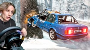 СУЕТА НА BMW ПО ГОЛОЛЕДУ ЗАКОНЧИЛАСЬ АВАРИЕЙ... ｜ BeamNG.drive