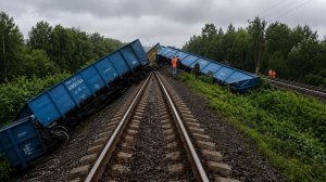 Пять вагонов товарного состава сошли с рельсов в Пермском крае