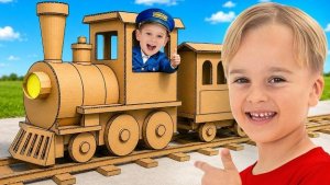 Приключение в картонном поезде для детей с Крисом