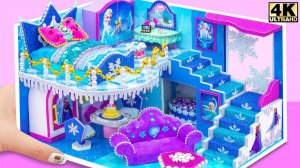 Как сделать ледяной особняк!🏰 Мини-домик в стиле Ледяной королевы ❤️ Миниатюрный картонный доми