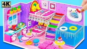 Строим фиолетовый домик Hello Kitty с радужной двухъярусной кроватью и бассейном из слизи ❤️ Ми