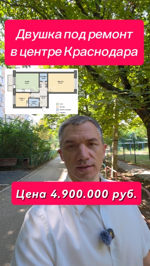 Двухкомнатная квартира в центре Краснодара. Район фестивальный (ФМР)